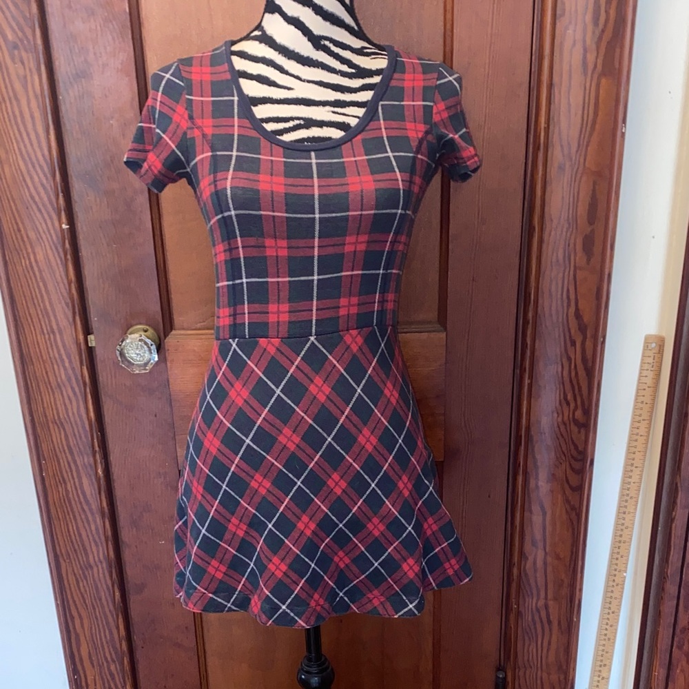 Jack Wills Red and Black Plaid Mini Dress